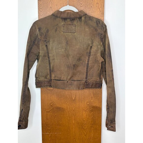 Marithe Francois Girbaud Denim Sz S Jacket MFG Logo Light Chocolate Rockabilly - Picture 6 of 13